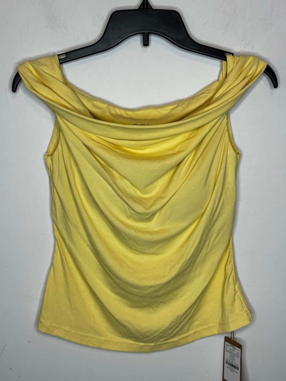 OGL Move Butter Yellow Off-Shoulder Built-in Bra Top Size L Brami New